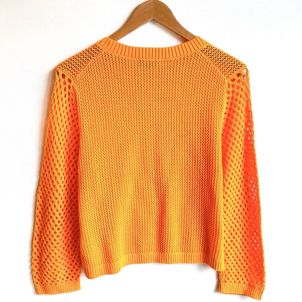 NEW J. Crew Shirt Crochet Crewneck Beach Sweater Orange Nautical Swim Resort - Picture 7 of 12
